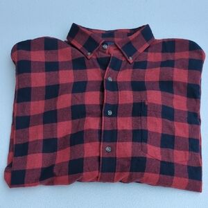 Izod Red and Black Plaid Casual Shirt